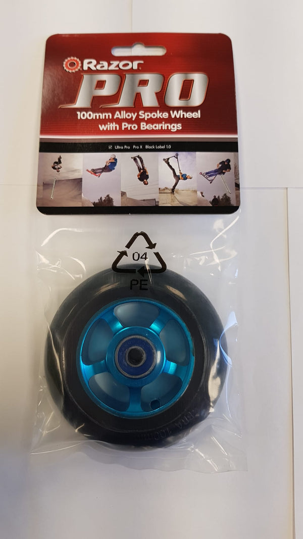 Razor 35073145-Pro 100mm Alloy Spoke wheel-teal