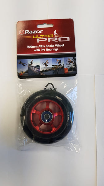 Razor Ultra Pro 100mm Alloy spoke wheel with pro bearings - Red 